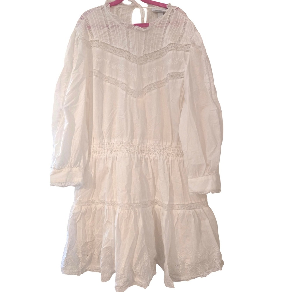 LoveShackFancy for Target White Lace Pintuck Embroidered Mini Dress XL Boho